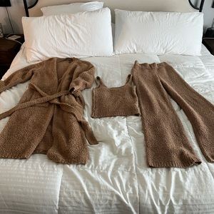 Skims Cozy Knit set, S/M, camel